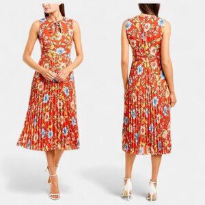 Donna Morgan Sleeveless Pleated Skirt Floral Midi Dress size 2